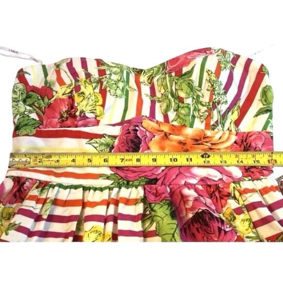 B. Darlin Strapless Dress Y2K Floral Stripe w/ Heart Belt Lined M NWOT - Picture 5 of 11